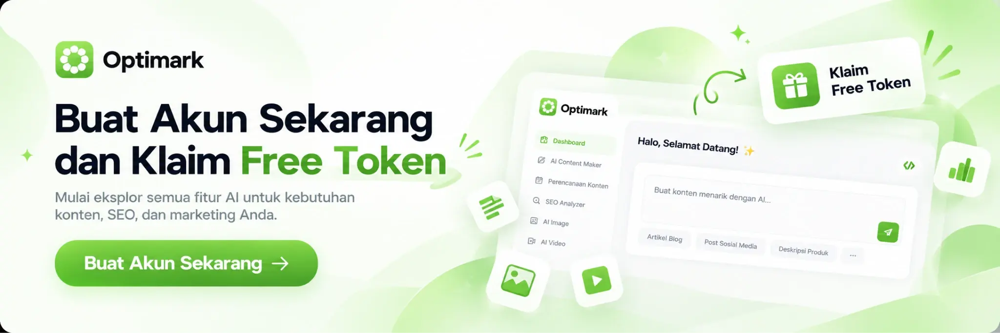 Optimark - Buat Akun Sekarang dan Klaim Free Token untuk Eksplor Fitur AI